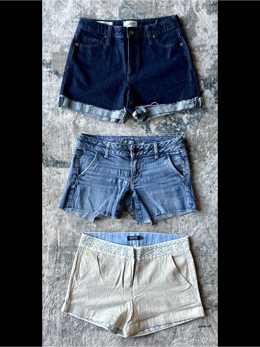 American Eagle Outfitters Denim and Cream Jean Shorts Trio